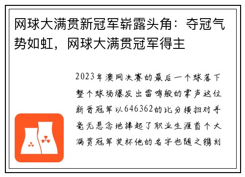 网球大满贯新冠军崭露头角：夺冠气势如虹，网球大满贯冠军得主