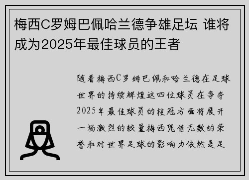 梅西C罗姆巴佩哈兰德争雄足坛 谁将成为2025年最佳球员的王者